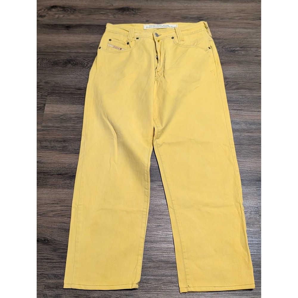 Diesel Saddle Vintage 90s Yellow Relaxed Straight Leg Jeans Mens 32 Button Fly